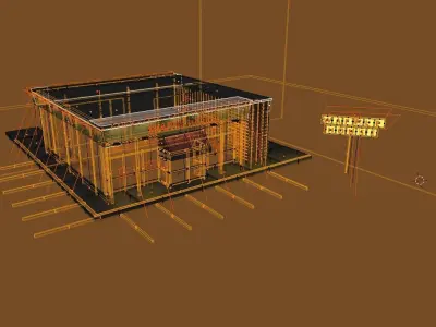 Low poly Waffle House Free 3D model