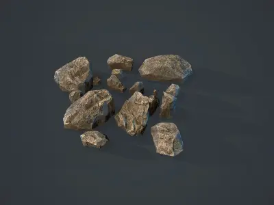 Rock Boulder 10 Rubble Low-poly 3D model