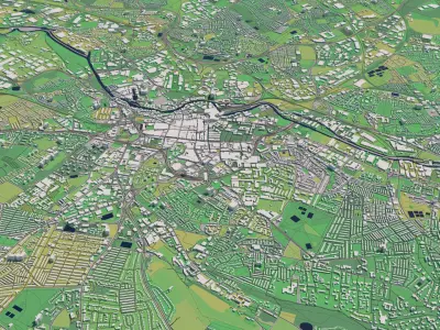 Leeds England UK 30x30km 3D City Map 3D model