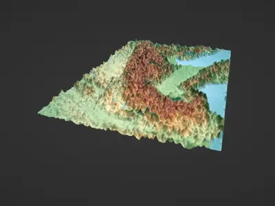 Alps Mountain Map Topography Low-poly 3D model