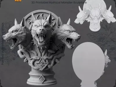 Cerberus Bust  3D Printable Mythological Three 3D print model