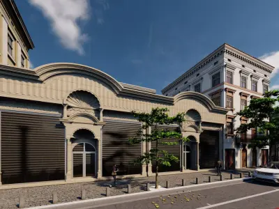Classic stone facade-Building Classic Facade Element 3D model 3