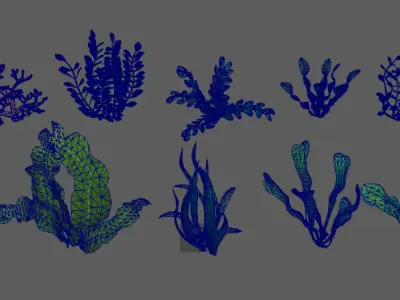 Stylish aquatic plants Low-poly 3D model