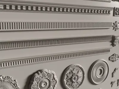 Collection stucco molding frame Low-poly 3D model