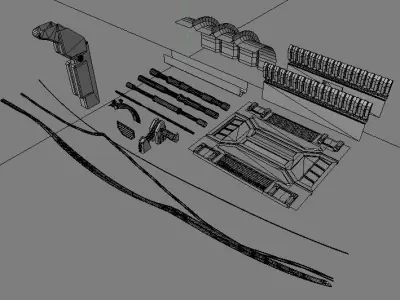 Scifi Hallway Pack Low-poly 3D model