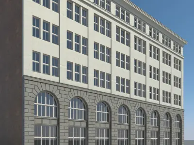 Townhouse brick building with roof 3D model