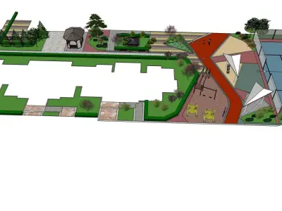Modern Recreational Park Design   SketchUp 3D Model 3D model