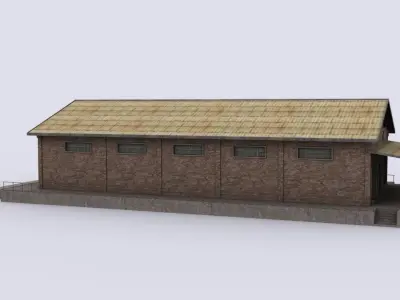 Production warehouse Low-poly 3D model