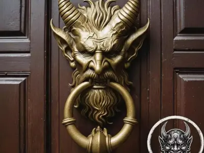 Krampus Door Knocker STL  High Detail 3D Model for Home Decor 3D print model
