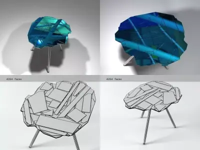 Brasilia table made of glass and metal 3D model