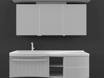 Sinea modern bathroom vanity with wooden cabinets 3D model