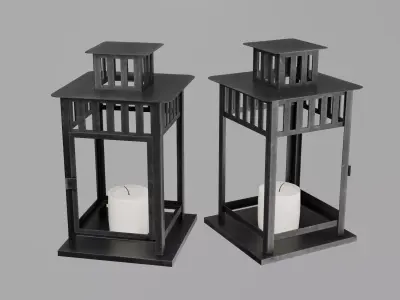 Square Metal Candle Holder Lantern Low-poly 3D model