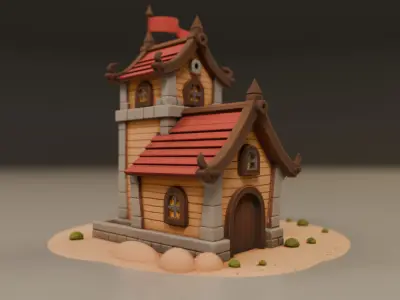 medieval house 3D print model 15