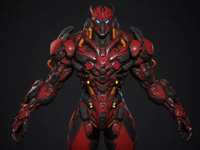 Titanium Guardian Low Poly Sci-Fi Character Low-poly 3D model