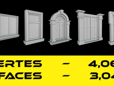 15 Realistic Windows  GameReady And Lowpoly Free low-poly 3D model