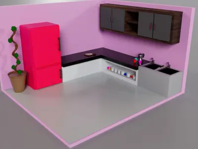 Low Poly Interior Low-poly 3D model