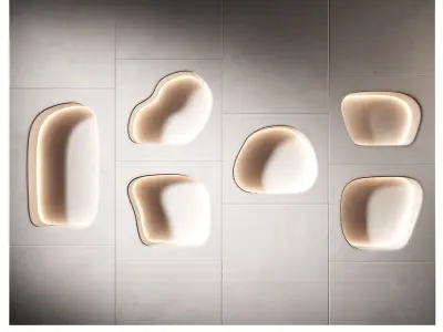 Modular niches in the wall with lighting Built-in shelves 3D model