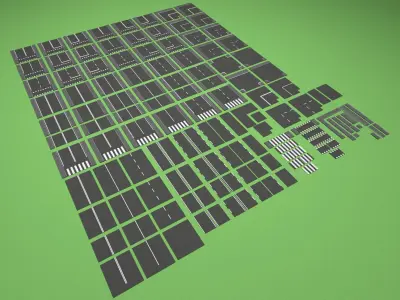 Types of roads Low-poly 3D model