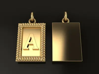 Antique Vintage Style Box Rectangle Letter Frame Pendant STYLE 7 3D print model