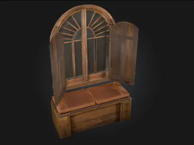 Rustic Window Seat  Cozy Nook for Timeless Daydreams 3D model