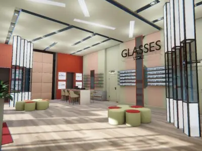 Glasses store - showroom Low-poly 3D model