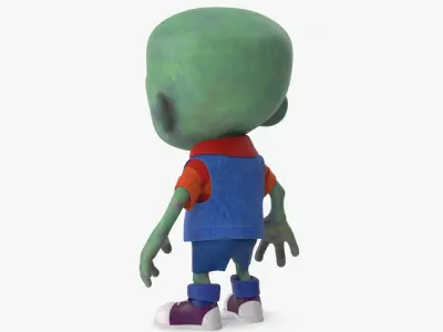  Cartoon Zombie Green in a Blue Costume 