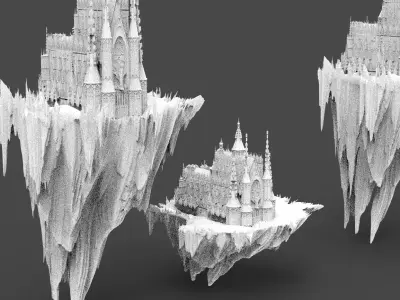 Floating DrakeGothic Cathedral Tall 4 models 3D model
