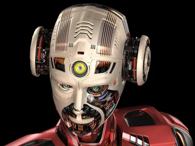 Futuristic Robot Man 2-5B Rigged 3D model