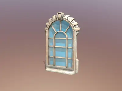 Wooden window with textures and UV map 3D model