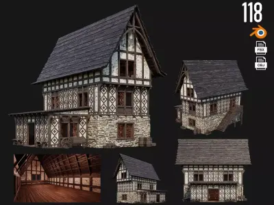 Old Medieval Building 4K Textures GameReady 118 Low-poly 3D model