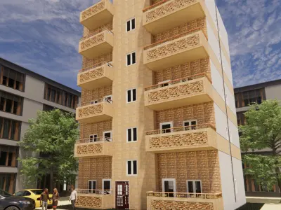 Stone Residential Building  3D model Revit and 3dsmax  3D model