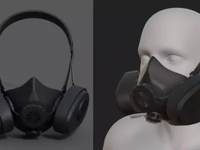 Gas mask helmet 3d safety plastic mask protection pollution  Low-poly 3D model