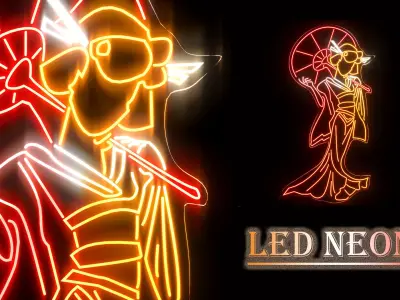 japanese girl-neon set one 3D model