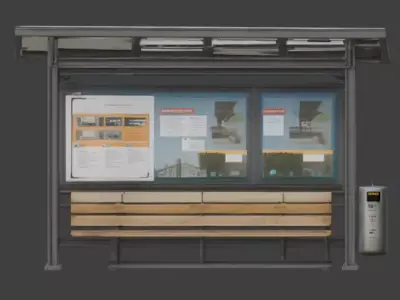 Urban Bus Stop Station 3D Model Low-poly 3D model purchase