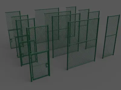 PBR Chain Link Fence For Court A Low-poly 3D model