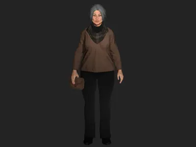 AAA 3D REALISTIC CHARACTER - EUROPEAN OLD WOMAN  OLD PEOPLE Low-poly 3D model