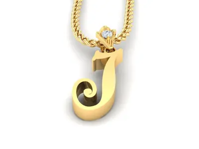 Alphabet V3 Light Gold  Font Pendant J 3D print model