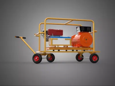 GENERATOR SET GENSET CART STEERING HANDLE LEVER RANGE CONTROL KW 3D model