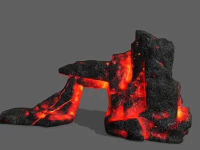 Rock Set with flames Low-poly 3D model
