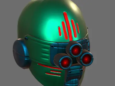 Gas mask helmet 3d model scifi Low-poly  Low-poly 3D model