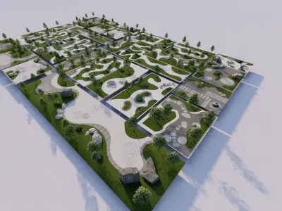 pack park-public park-pack Landscape 3D model