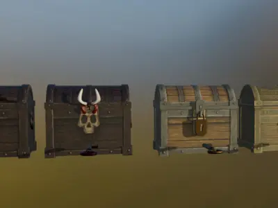 3 Chest Low-poly 3D model
