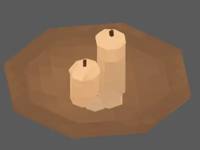 Low Poly Pixelated Plate and Candles 32x32 Free low-poly 3D model