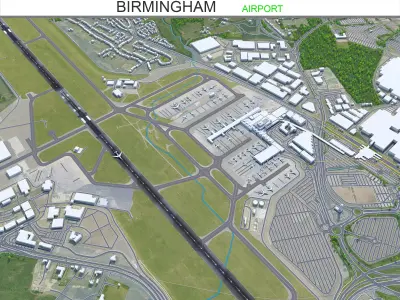 Birmingham Airport UK 10km Low-poly 3D model