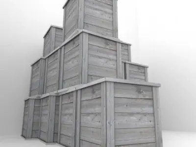 Wood box with pieces for destruction effects Low-poly 3D model