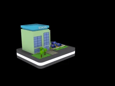 schools low poly pack Low-poly 3D model