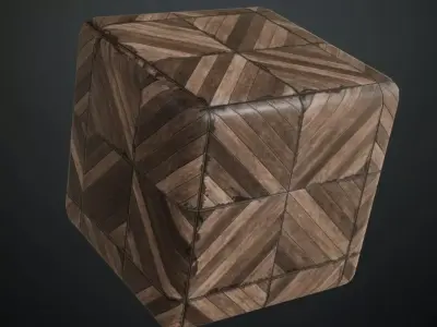 Geometric Triangle Inlay Dark Wood Parquet PBR Seamless Texture