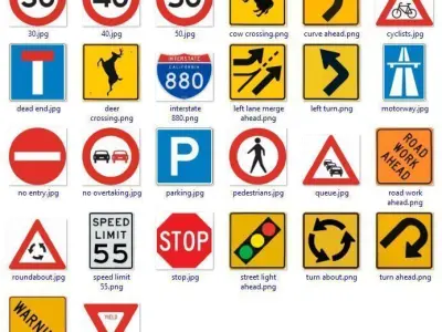 Road Signs with place holders 3D model