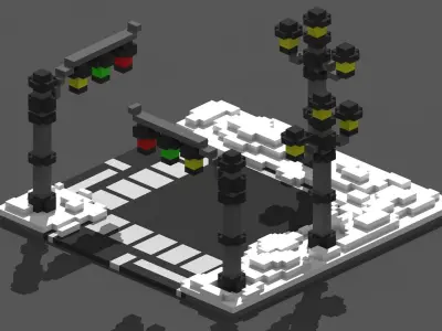 Xmas Road Voxel - 2 Low-poly 3D model