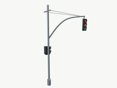 Traffic Light and Pedestrian Signal Low-poly 3D model